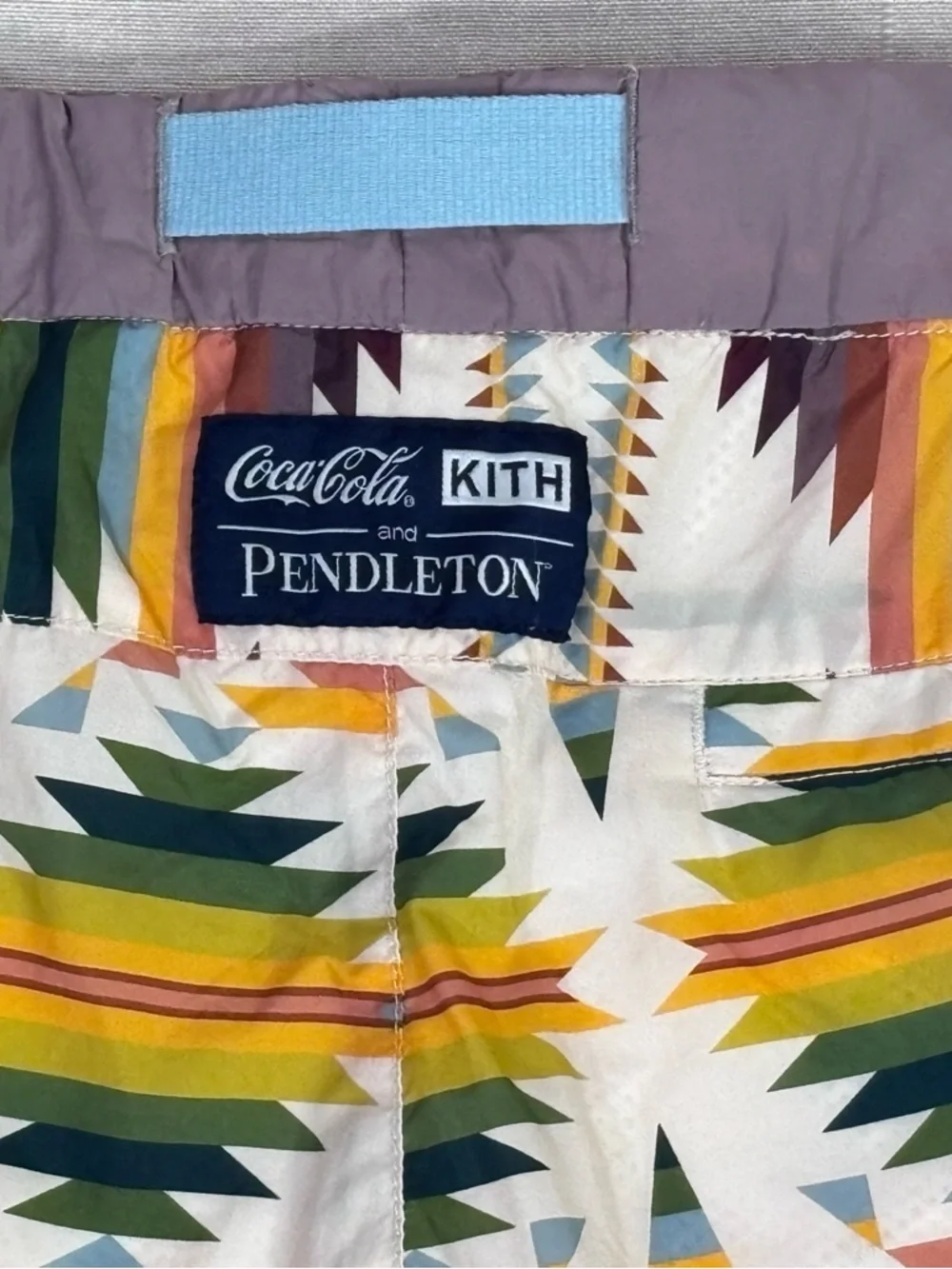 KITH Coca Cola Pendleton Swim Shorts Tribal Print Mesh Lined Size S